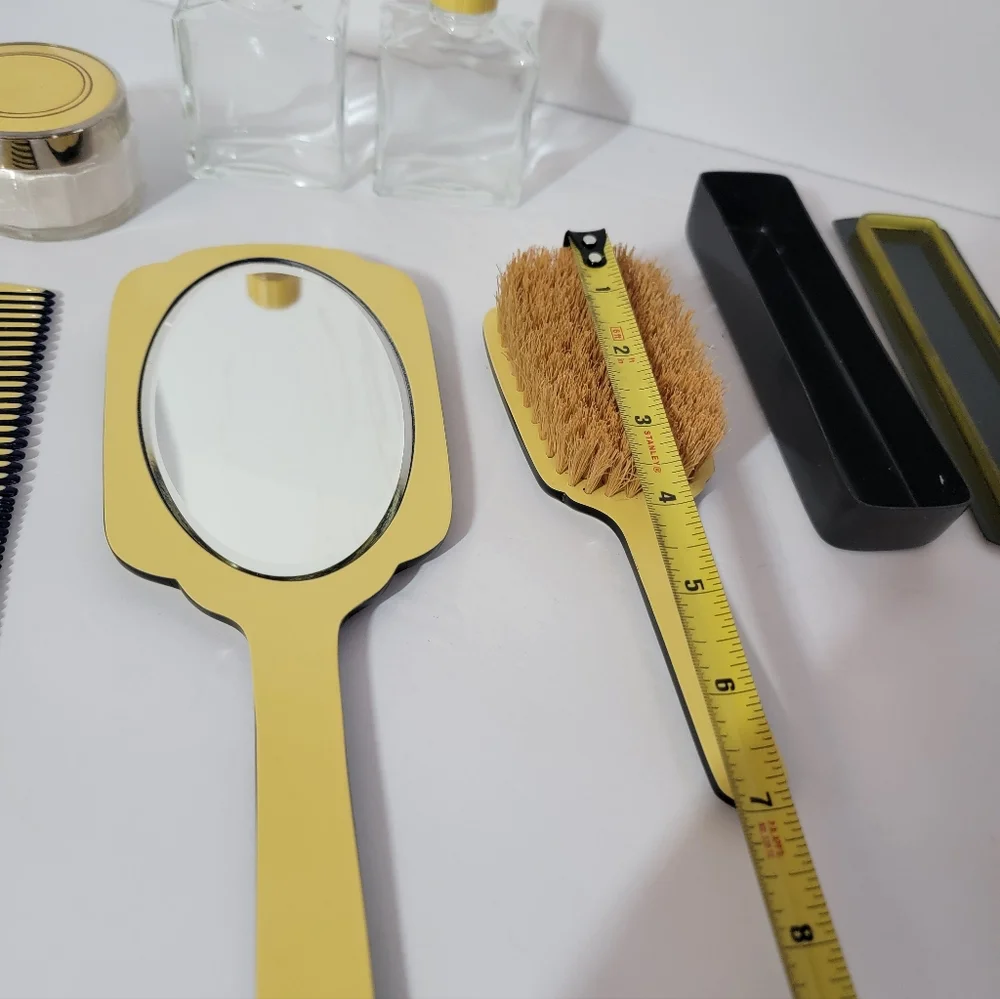 Vintage Art Deco Celluloid Bakelite Vanity Set Mirror 8 Pc Set Mirror Brush
